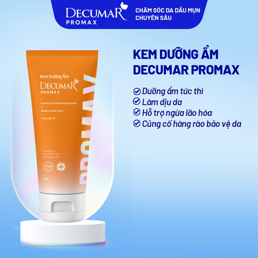Kem dưỡng ẩm Decumar Promax giúp cấp nước, làm dịu da, cấp ẩm từ bên trong, phục hồi da 50g - ADP01