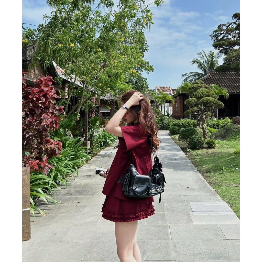 (Hàng loại 1) Set áo babydoll nhún kèm chân váy tầng bèo BABI SET | BigBuy360 - bigbuy360.vn