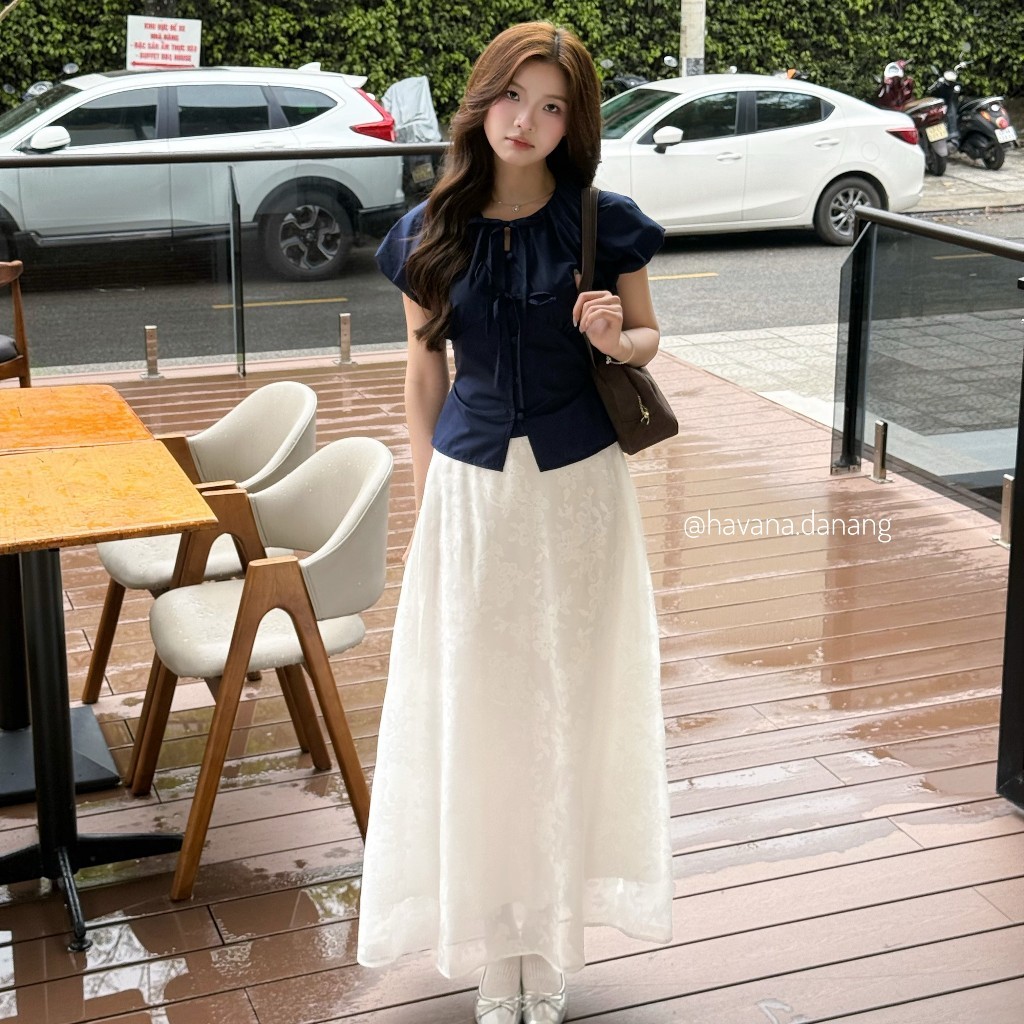 𝙙𝙖𝙪_𝙨𝙩𝙤𝙧𝙚86/ Chân váy midi dáng dài TAMMY chất ren cạp chun sau có lớp lót trong CV450