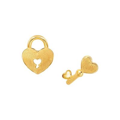 PRIMA Bông Tai Vàng 24K BST Mono Chic Khóa Tình Yêu (Chuôi+ Chốt 18k) - ( 1 đôi)