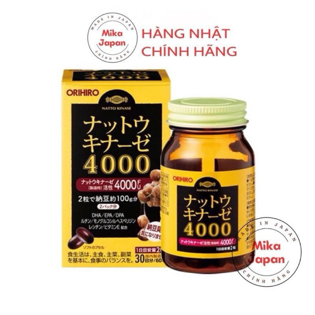 Viên uống hỗ trợ phòng ngừa đột quỵ và tai biến Nattokinasee 4000FU Nhật Bản