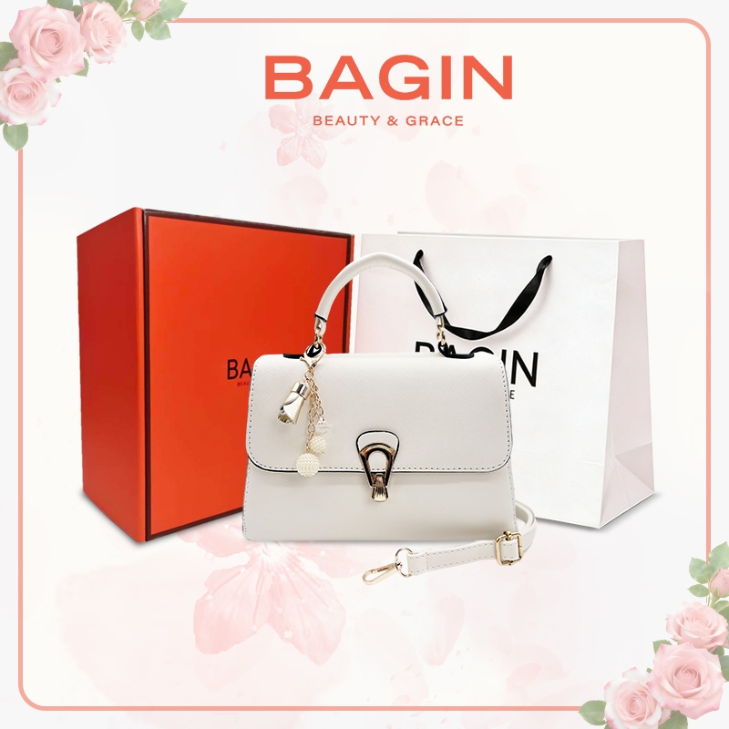 BAGIN Túi xách nữ thời trang mẫu mới kèm móc khóa Không thể thiếu khi đi làm hàng ngày