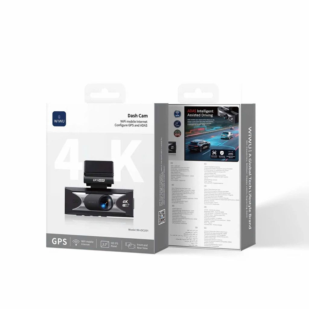CAMERA HÀNH TRÌNH WIWU DASH CAM WIFI ĐỊNH CẤU HÌNH GPS VÀ ADAS WI-DC201