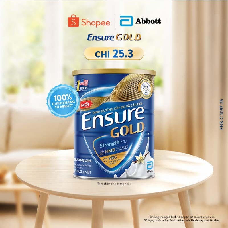 Sữa bột Ensure Gold Abbott hương vani 800g
