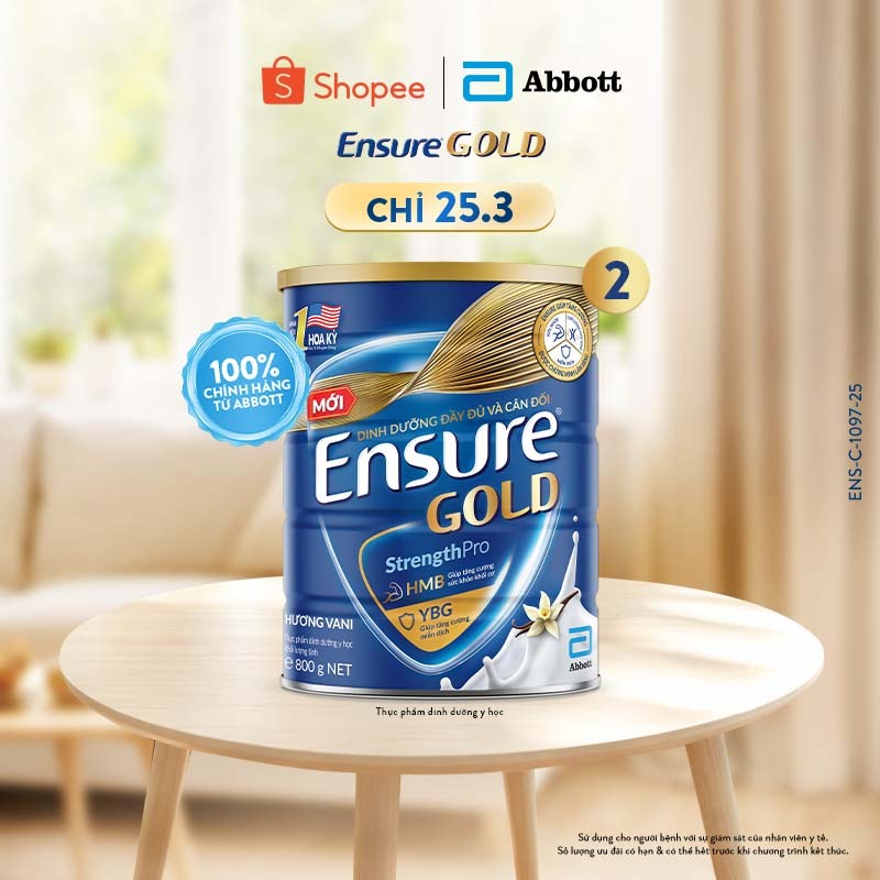 Combo 2 Lon Sữa bột Ensure Gold Abbott hương vani 800g/ 850g