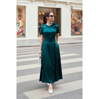 Set Áo Váy Lụa Hè Nữ Dạo Phố MY WAY Ngắn Tay Đính Hoa Cao Cấp 6MAB01351H 6MCXB2272