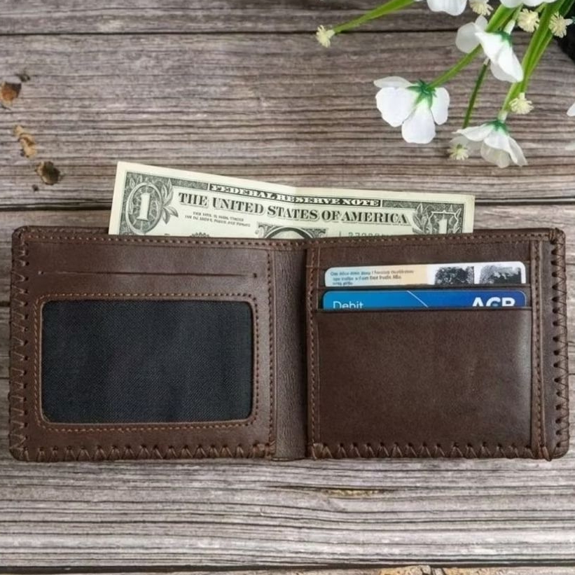 Ví Da Nam Da Bò Thật May Tay – Ví Nam Dáng Ngang Nhiều Ngăn Đựng Tiền Thẻ Cao Cấp Bền Đẹp Bảo Hành 12 Tháng