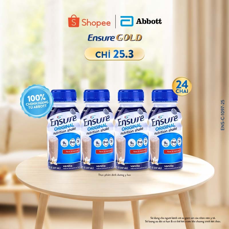 Thùng 24 chai Sữa nước Ensure Abbott 237ml/chai (bao bì thay đổi theo từng đợt nhập)