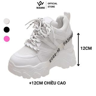 Giày Thể Thao Nữ Đế Bố Tăng Chiều Cao 12cm Hack Dáng, Siêu Nhẹ Và Cực Êm WN17 - Wanni Shoes