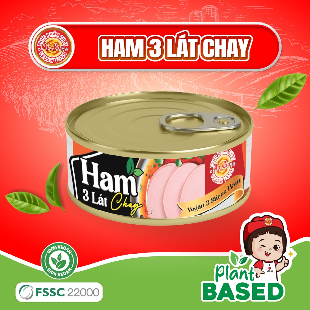 Ham 3 Lát Chay _ Lon 150g _ Thực Phẩm Chay Âu Lạc
