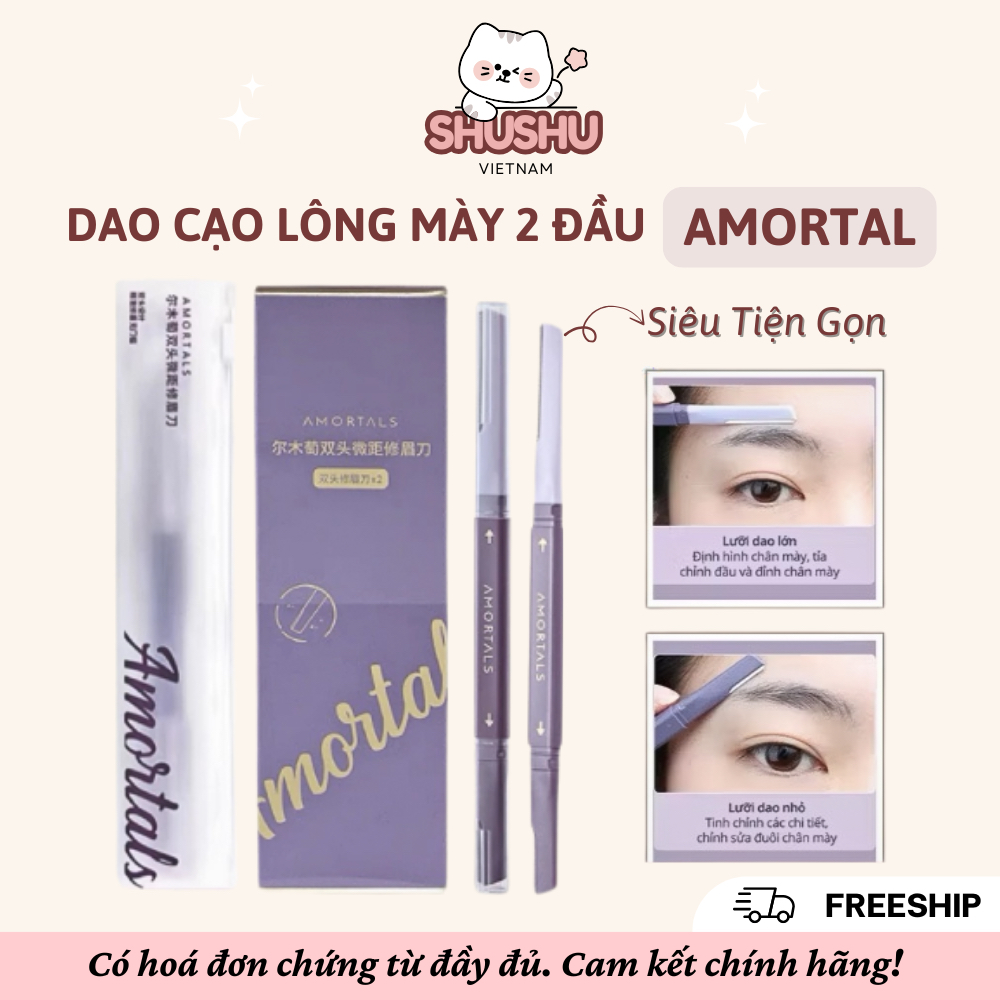 Dao cạo lông mày hai đầu Amortals dao tỉa lông mày tiện lợi không gỉ an toàn SHUSHU VIETNAM