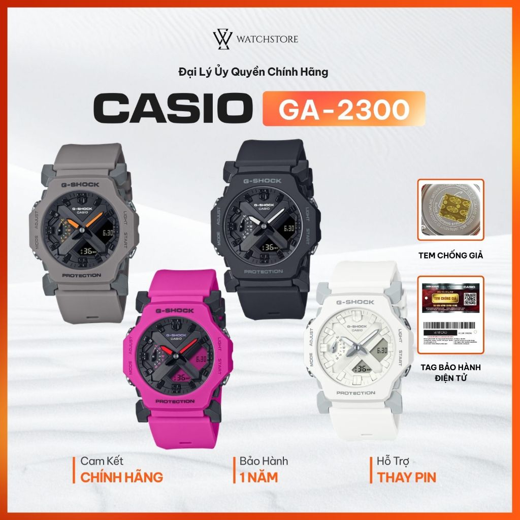 Đồng Hồ Nam Casio G-Shock GA-2300 - Mặt Kính Khoáng 45.4mm Chống Nước Tốt  Dây Nhựa resin Chống Sốc