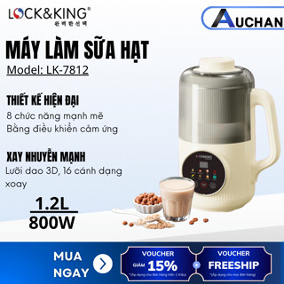 Máy làm sữa hạt đa năng Lock&King LK-7812 công suất lớn với 8 chức năng, nấu sữa hạt, cháo, sinh tố