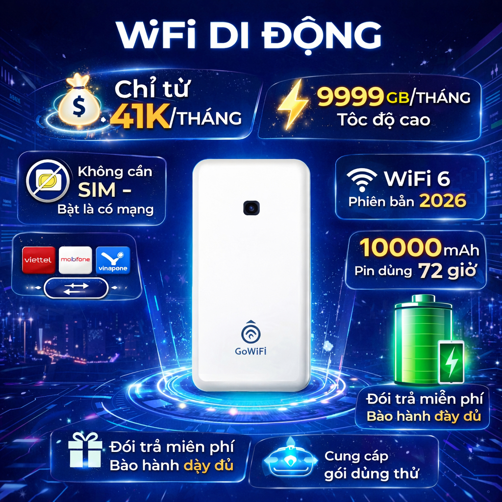 Cục phát wifi từ sim 4G kiêm pin sạc dự phòng 10000mAh, bộ phát wifi di động tốc độ cao 150Mbps.