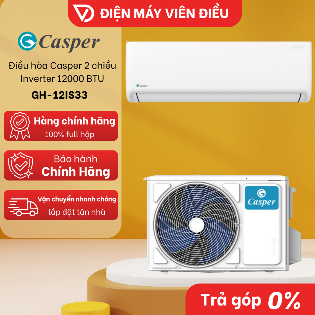 [FREESHIP NGHỆ AN] GH-12IS33 - Máy lạnh / Điều hòa Casper 2 chiều Inverter 1.5HP (12000 BTU)