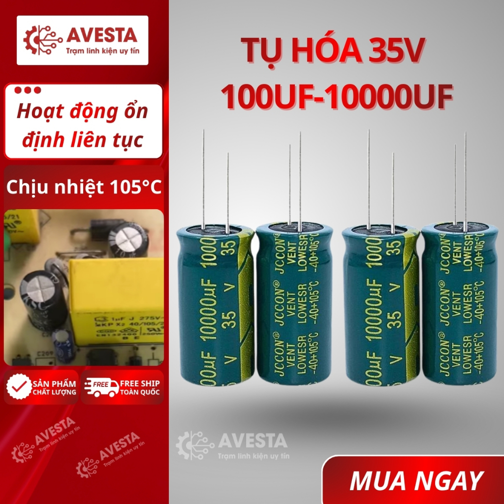 Tụ hóa 35V 100uF-10000uF tần số cao chất lượng tốt Avesta