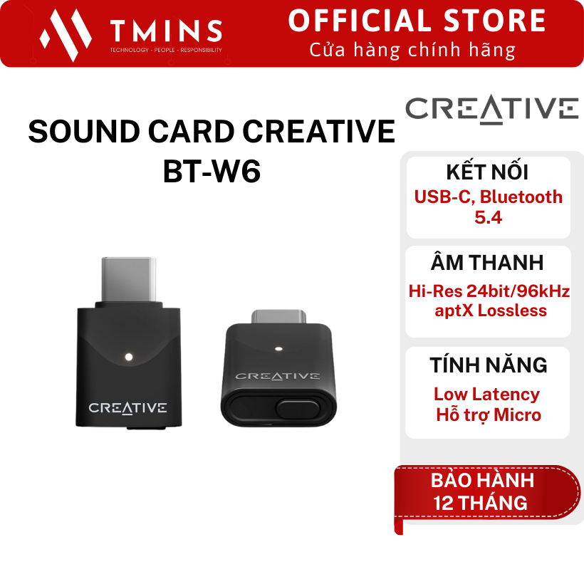 Sound card Creative BT-W6 (USB-C/ Bluetooth 5.4/ aptX Lossless) - Hàng chính hãng