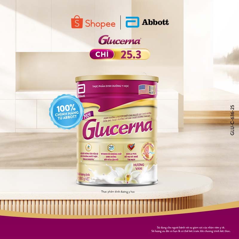 Sữa bột Glucerna hương vani 800g dành cho người bị tiểu đường