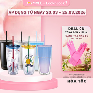 Ly nhựa 2 Lớp LocknLock 750ml HAP507 - Hàng chính hãng kèm ống hút cọ rửa - JoyMall