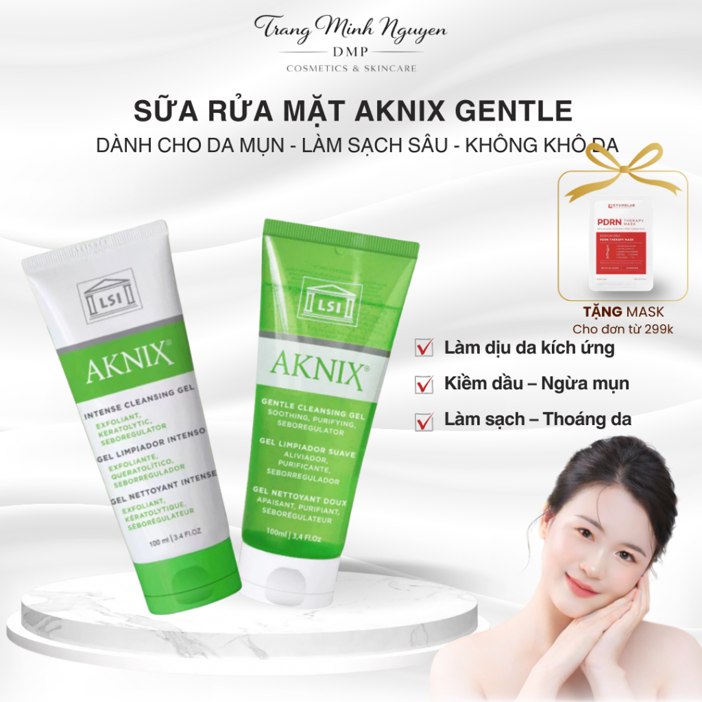 Sữa Rửa Mặt AKNIX Cho Da Dầu, Da Nhạy Cảm, Mụn Viêm 100ml, 250ml - GENTLE CLEANSING GEL