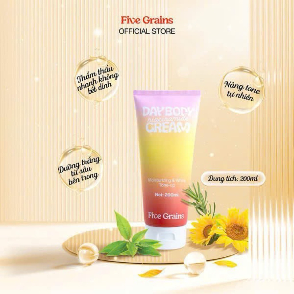 Kem dưỡng body nâng tone ngày five grains tuýp 200g chính hãng