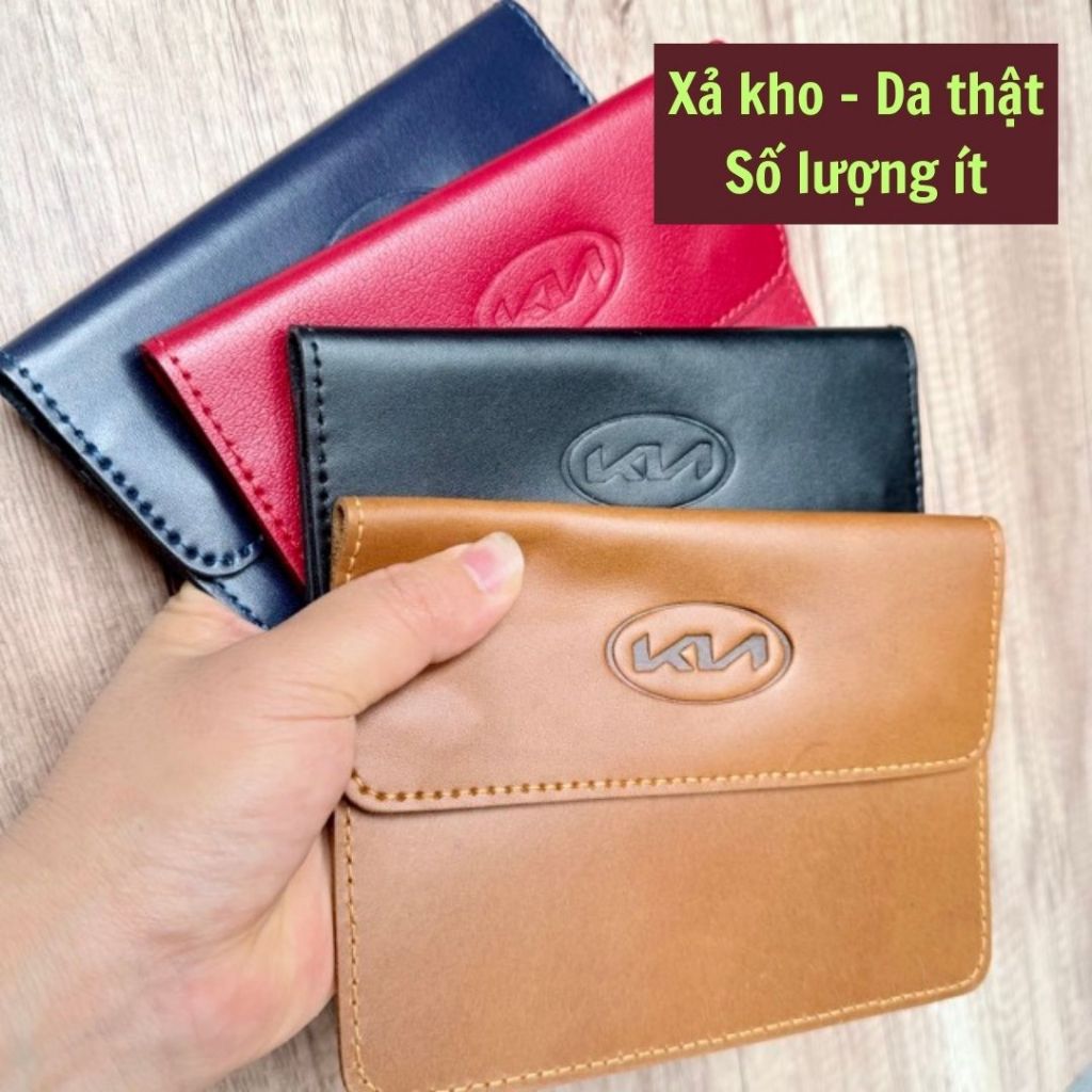 Ví Da Đựng Đăng Kiểm Ô Tô Da Thật Khâu Tay – Dùng Cho Xe KIA K3, K5, Sonet, Seltos, Sorento...Xả Kho