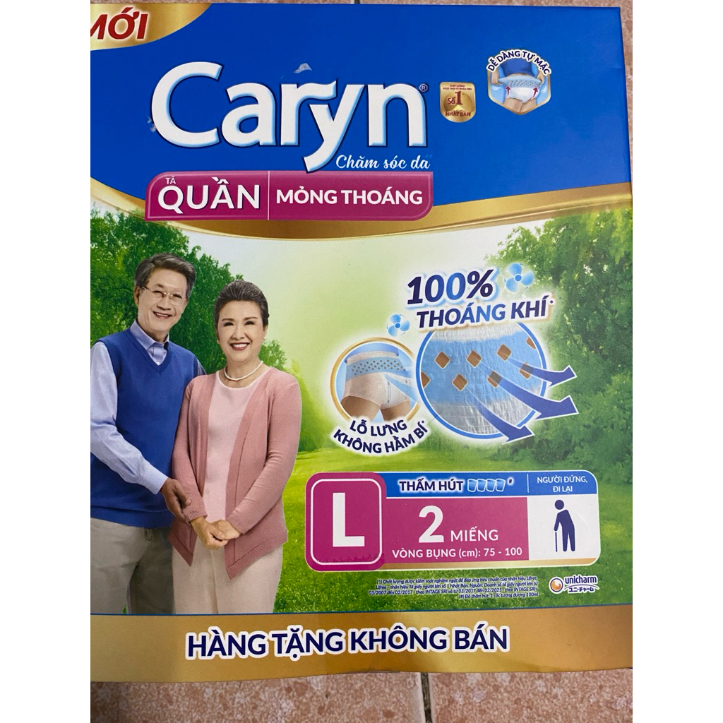 30 miếng bỉm quần caryn mỏng nhẹ size M/ L/XL(hàng KM)