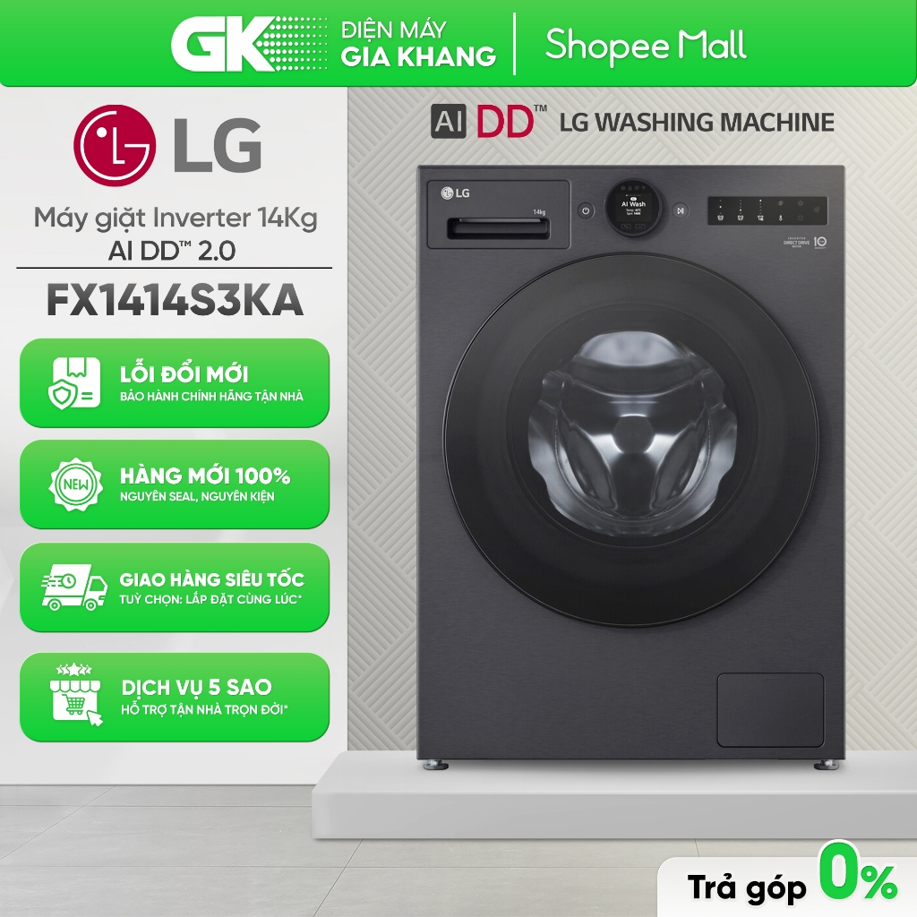 FX1414S3KA | FX1412S3KAV | FX1412S3K - Máy Giặt Lồng Ngang LG AI DD™ Inverter 12kg [Freeship HCM]