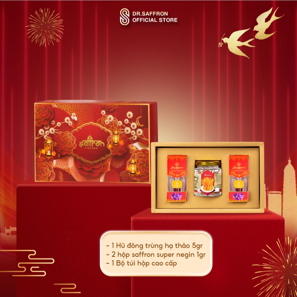 Hộp quà 8/3 Saffron Super Negin và đông trùng hạ thảo Thương hiệu Saffron Việt Nam: Sang trọng lịch sự date T3/2026