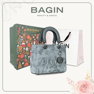 BAGIN Túi Xách Nữ Dáng Vuông Họa Tiết Thêu Nổi Tặng Kèm Charm Và Dây Đeo Thời Trang Ngày lễ Tặng Quà