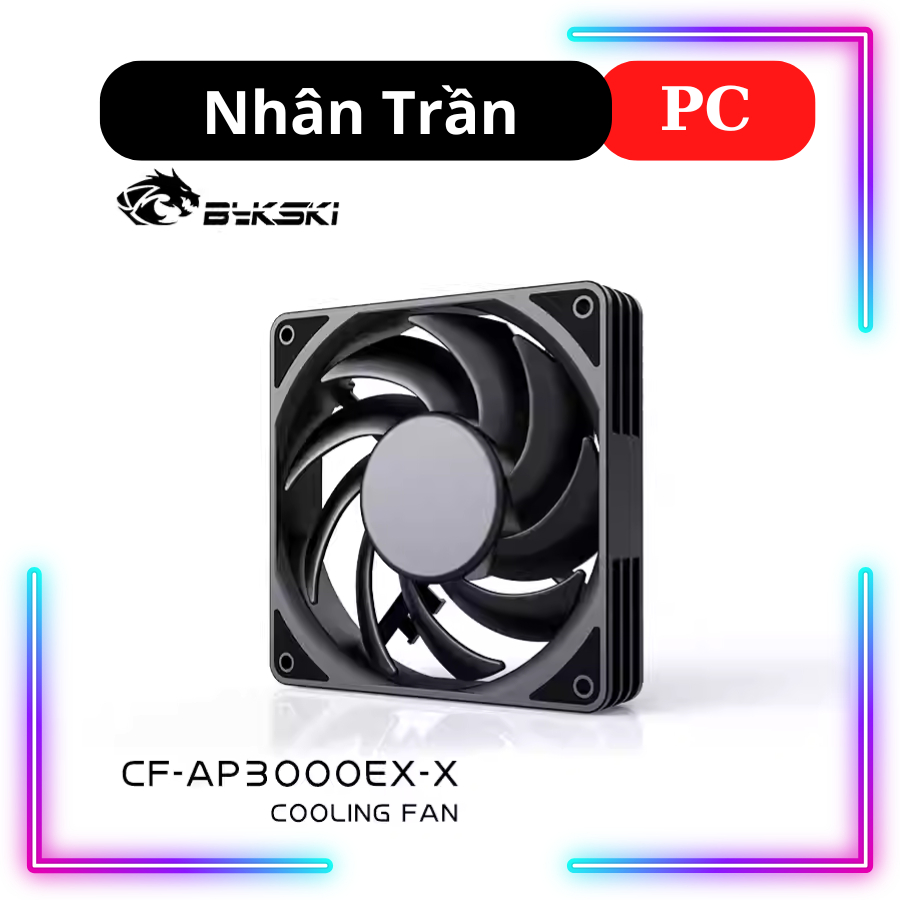 Fan/Quạt đen không led chuyên thổi Radiator Bykski CF-AP3000EX-X tản nhiệt nước custom máy tính PC