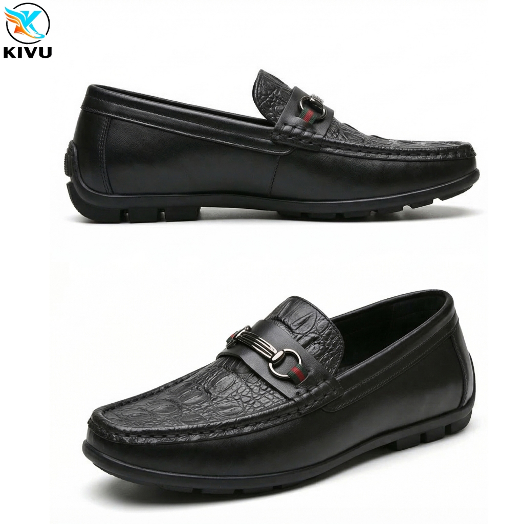 Giầy mọi da nam dập vân cá sấu quai vàng phù hợp với mọi lứa tuổi MK55 Siêu Phẩm 2026