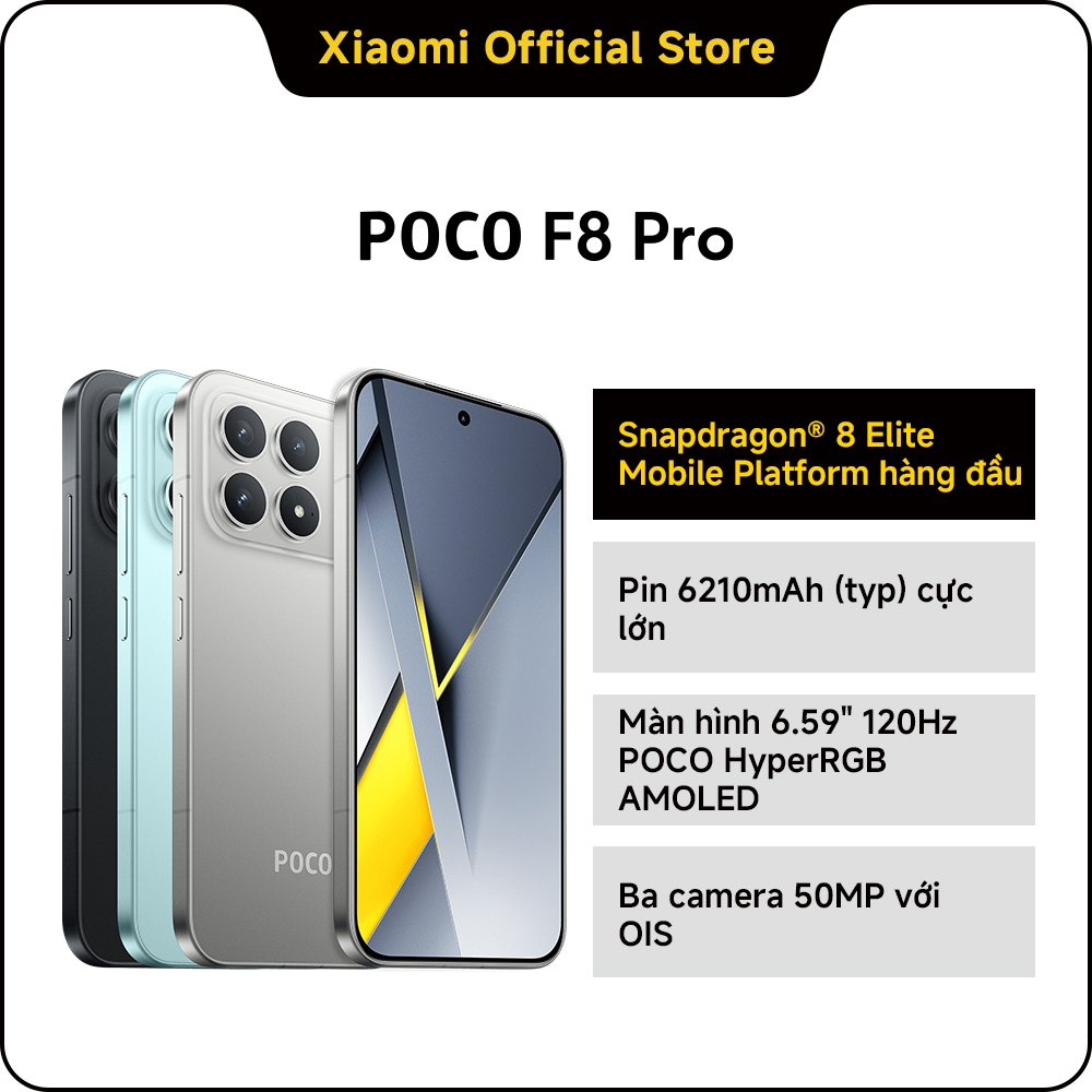 [Độc Quyền Online] Điện thoại POCO F8 Pro | 12GB+512GB, Snapdragon® 8 Elite, pin 6210mAh, màn hình AMOLED 6.59'' 120Hz s | BigBuy360 - bigbuy360.vn