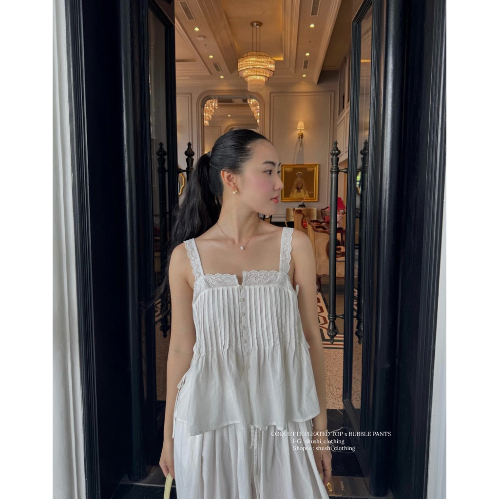 𝐂𝐨𝐪𝐮𝐞𝐭𝐭𝐞 𝐏𝐥𝐞𝐚𝐭𝐞𝐝 𝐓𝐨𝐩 | Áo Cotton Pha Ren Cột Hông ( ảnh chính chủ )