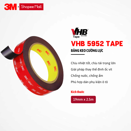 Băng Keo Cường Lực Hai Mặt 3M VHB 5952 Siêu Bám Dính