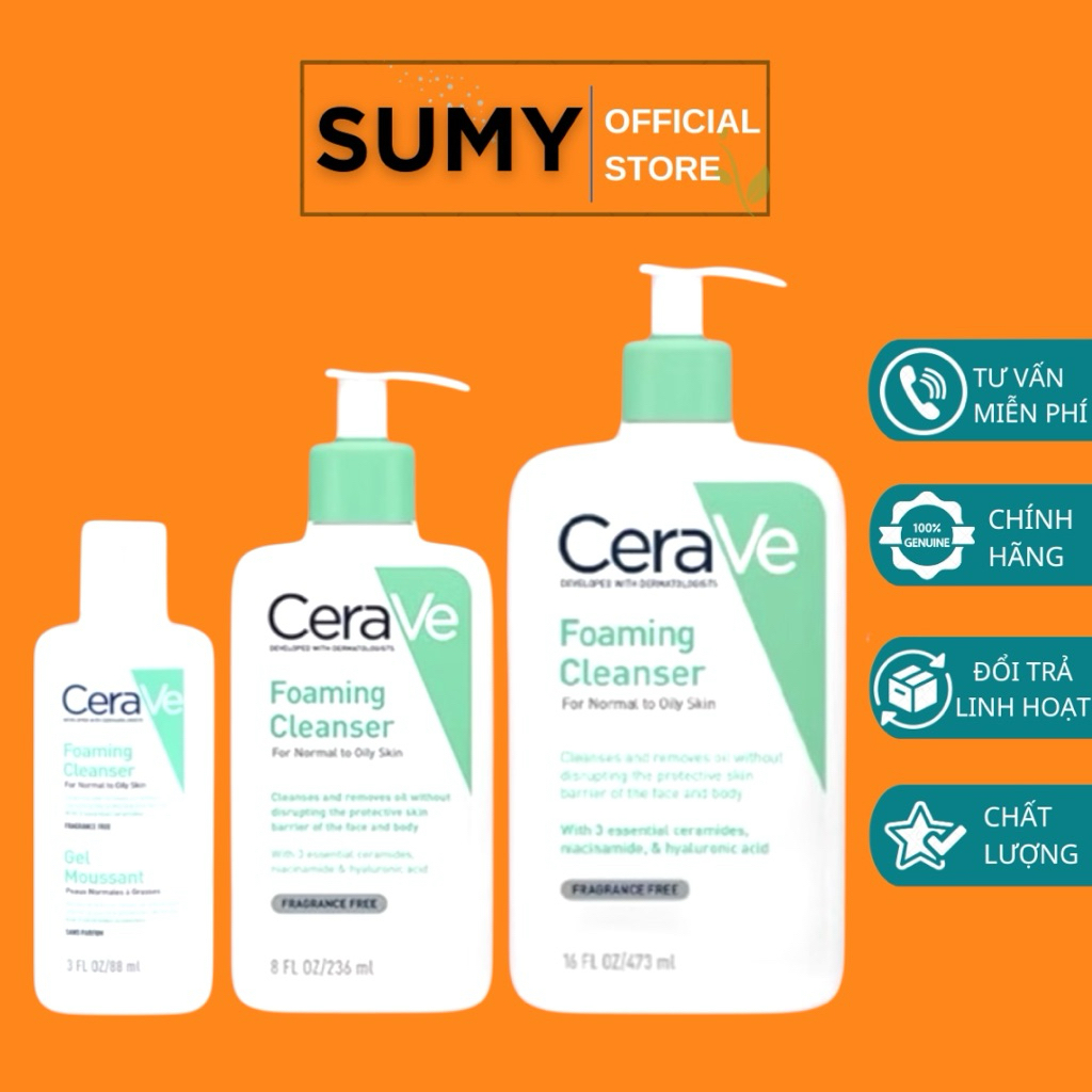 Sữa Rửa Mặt giúp làm sạch sâu dành cho da dầu Cerave Foaming Cleanser 88ml 236ml 473ml - SUMY