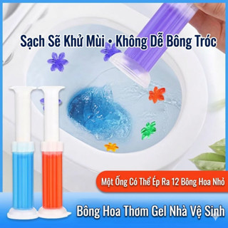 Gel thơm khử trùng bồn cầu, gel khử mùi bồn cầu dạng thạch hình bông hoa với 6 mùi thơm cho toilet