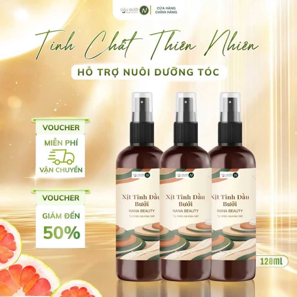 X3NBT120 - Combo 3 Xịt Tinh Dầu Vỏ Bưởi Da Xanh Nana Beauty 120ml hỗ trợ giảm rụng, hỗ trợ mọc tóc Chăm Sóc Tóc