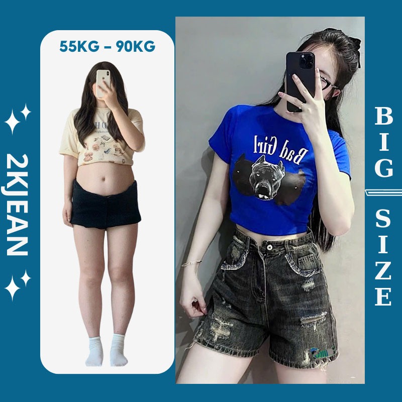 Quần short ngố jean nữ rách thêu bigsize 55-85kg, quần ngố lửng rách túi viền tua QC62 2KJeans