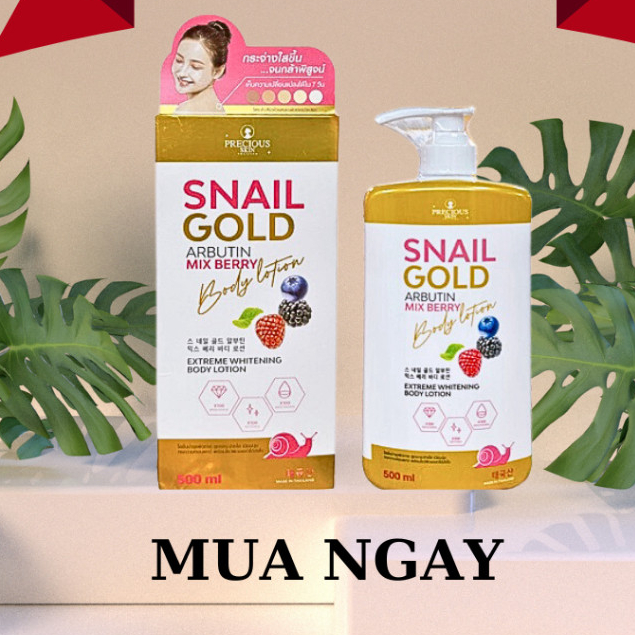Combo 2 Chai Sữa dưỡng thể body Snail Gold Arbutin Mix Berry Body Lotion Precious Skin 500ml