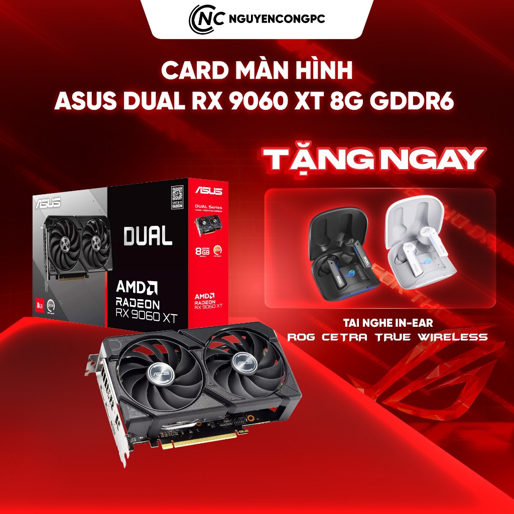 Card màn hình ASUS DUAL RX 9060 XT 8 GB | HÀNG NEW | CHÍNH HÃNG | BH 36 THÁNG