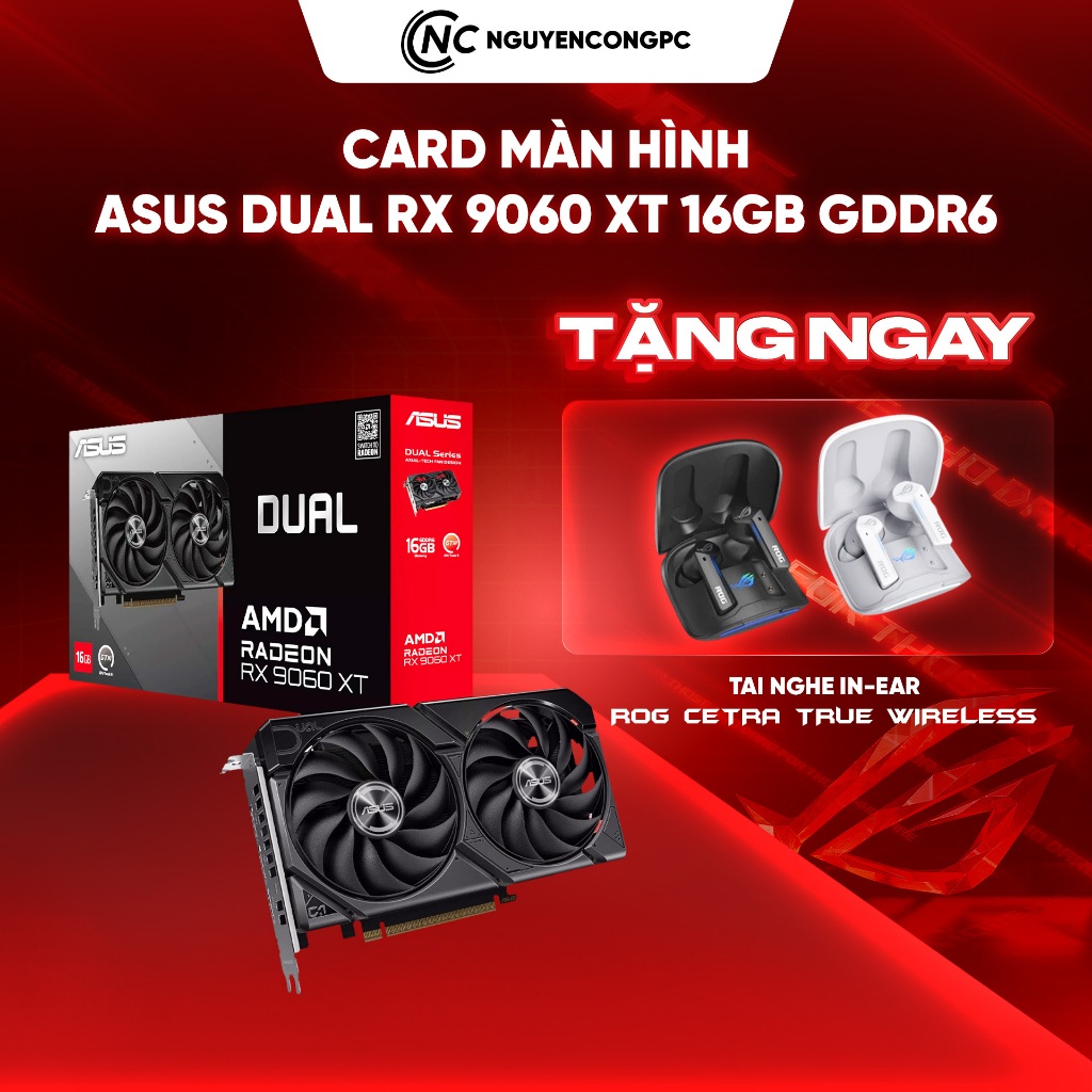 Card màn hình ASUS Dual Radeon RX 9060 XT 16GB GDDR6 - BH 36 tháng