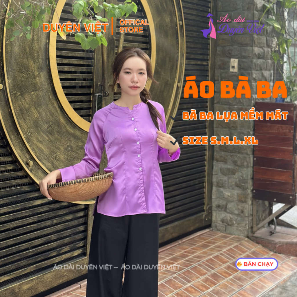 Áo Bà Ba Lụa Gấm Thêu Hoa – Duyên Việt | Thanh Lịch, Truyền Thống, Tinh Tế.Áo Bà Ba Trơn Đủ Màu.