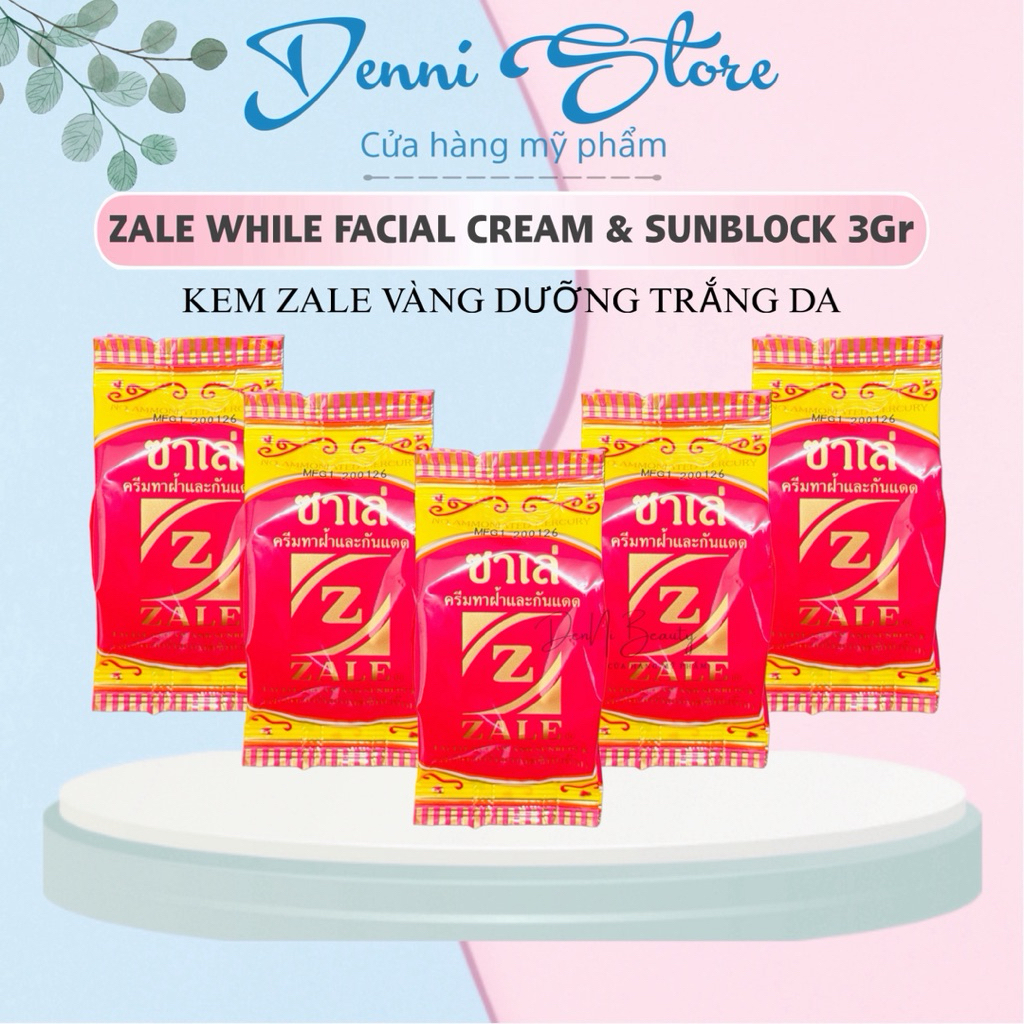 Combo 5 Hộp Kem ZaLe Vàng Dưỡng Da 3gram - Zale White Facial Cream and Sunblock 3gram - mỹ phẩm Denn