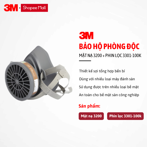 Mặt Nạ Bảo Hộ Nửa Mặt 3M 3200 Kèm Phin Lọc 3M 3301K-100