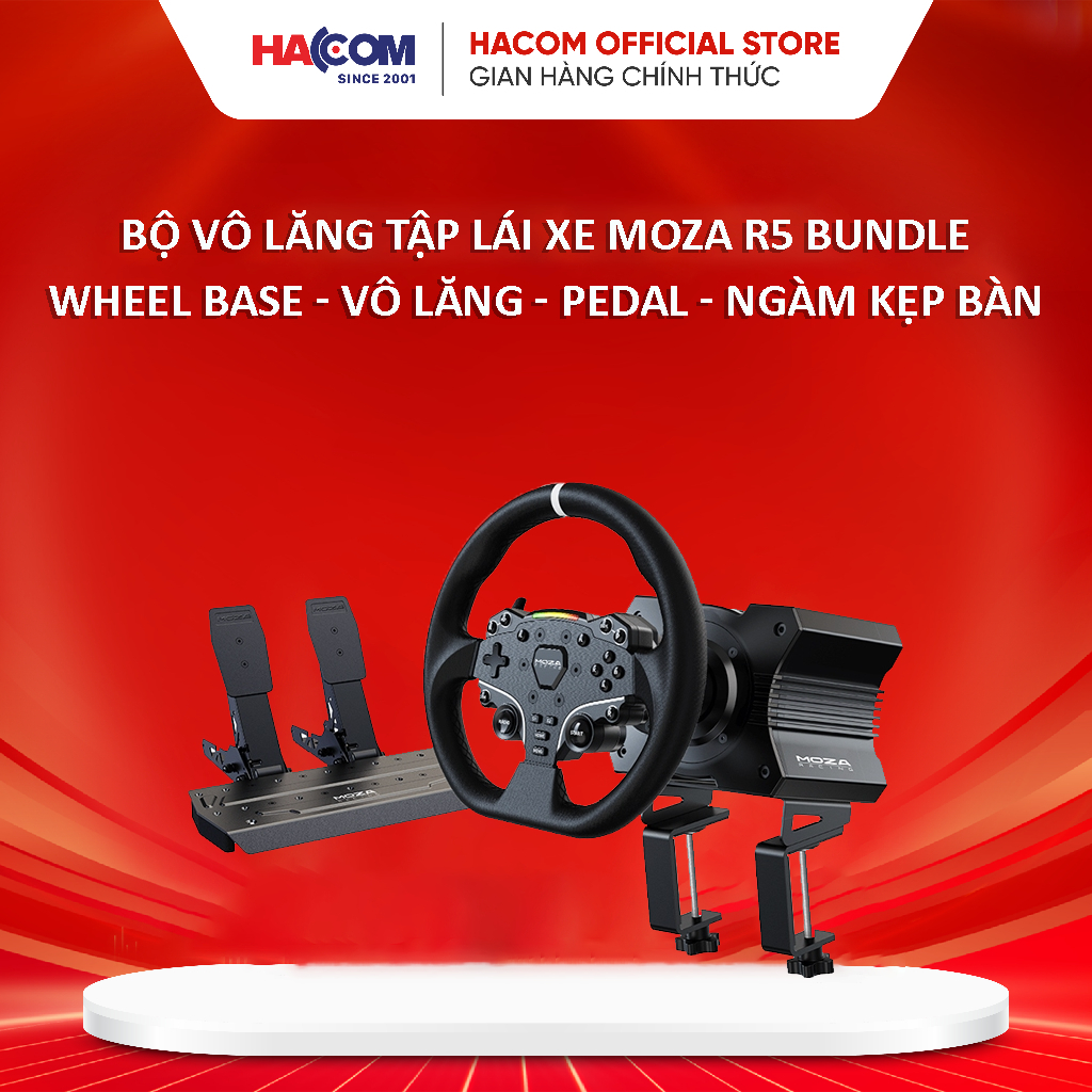 Bộ Vô Lăng Moza Racing R5 Bundle – Vô Lăng, Động Cơ & Bàn Đạp Chơi Game Chuyên Nghiệp - HACOM PC