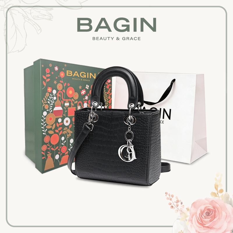 BAGIN Túi Xách Nữ Vuông Tặng Kèm Móc Khóa Da Lì Có Dây Đeo Chéo Thời Trang Cao Cấp Đi Bữa Tiệc