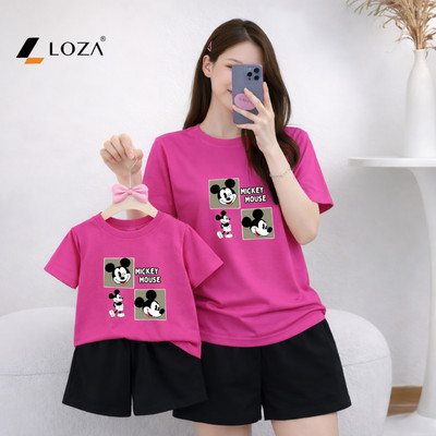 Set đồ đôi mẹ và bé in hình MICKEY chất liệu thun cotton Loza BP632-SB632