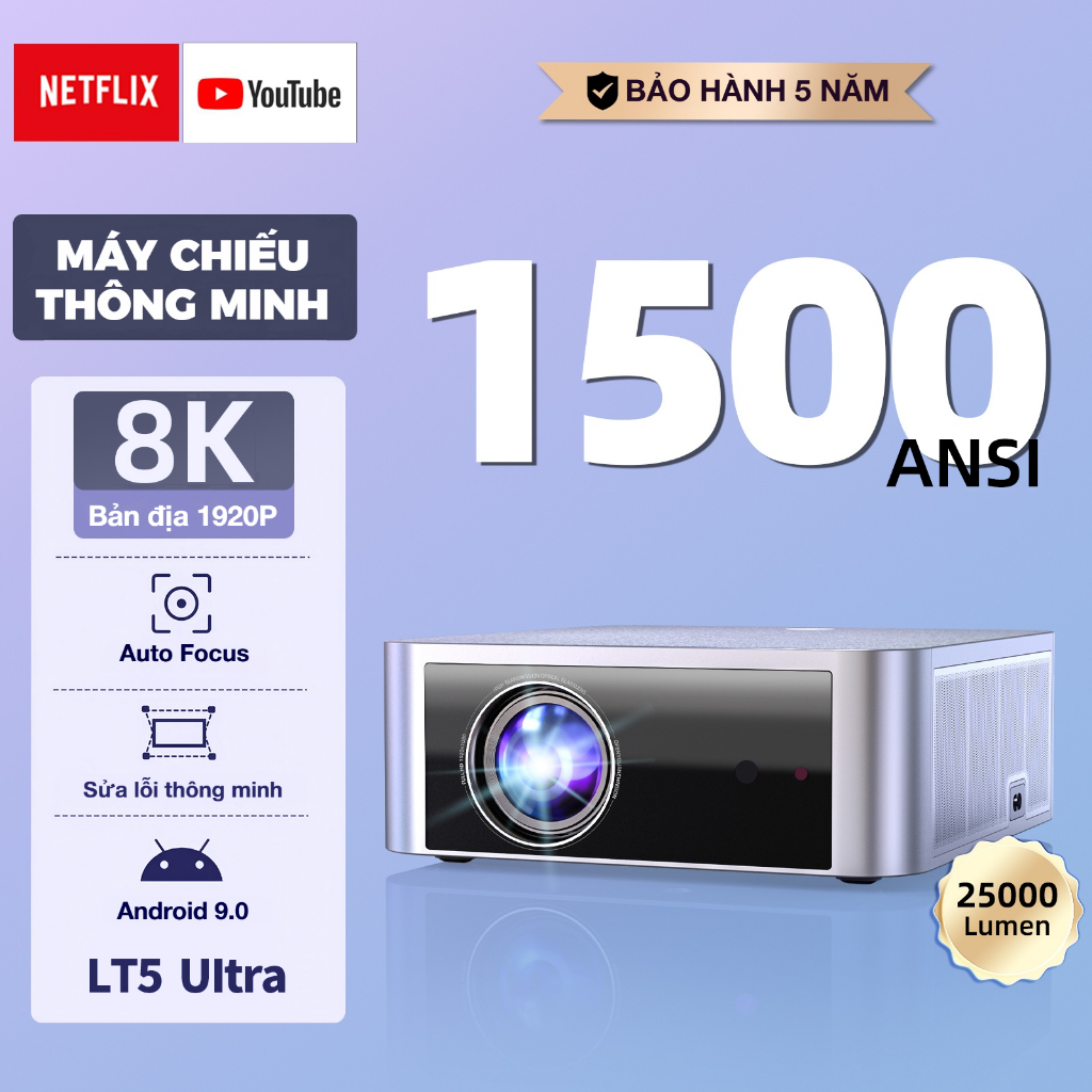 LT5 Máy Chiếu Daytime Viewing Pro 1500ANSI - Hỗ Trợ Lên Tới 8K - Tự Canh Cứ Nhận Dịp Kính Không Gian