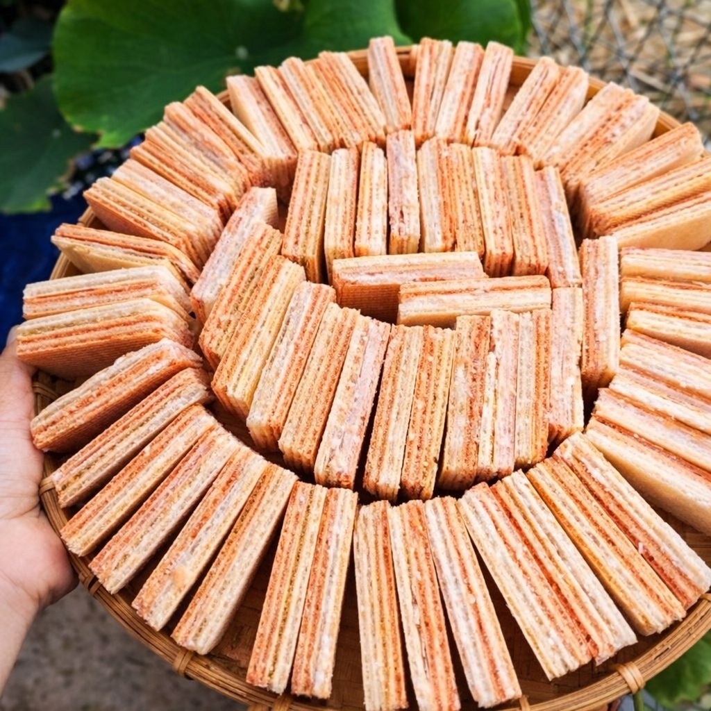 Ăn vặt Bánh Xốp kem hương sầu riêng,giòn tan từng lớp.Bánh Xốp Giòn Rụm–Ngọt Nhẹ Không ngán.Bánh xốp